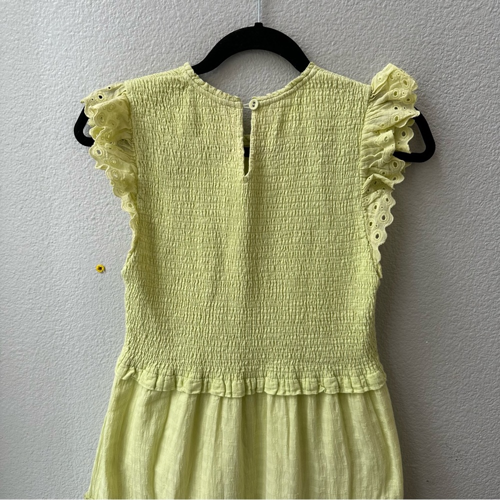 mable lime green yellow smock lace sleeve maxi dress womens M - Picture 2 of 8